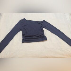SHEIN Blue Asymmetrical Fitted Blouse